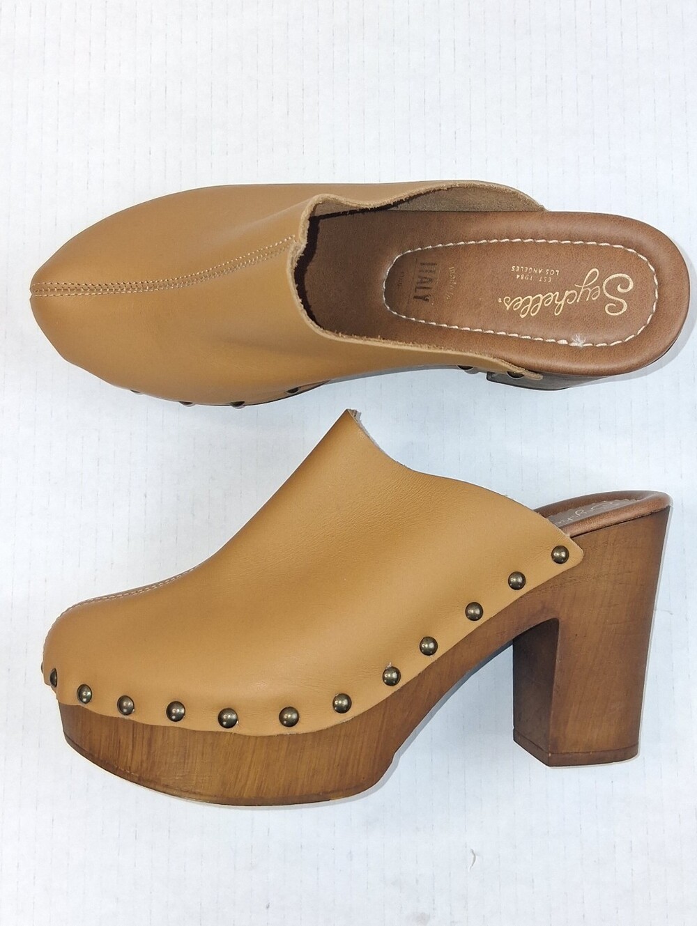 Seychelles Go All Out Tan Leather Slip On Mule Clogs
